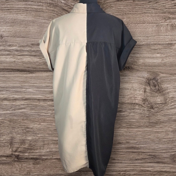 SHEIN Two-Tone Black and Cream Mini Shirt Dress Size Small - Picture 3 of 5